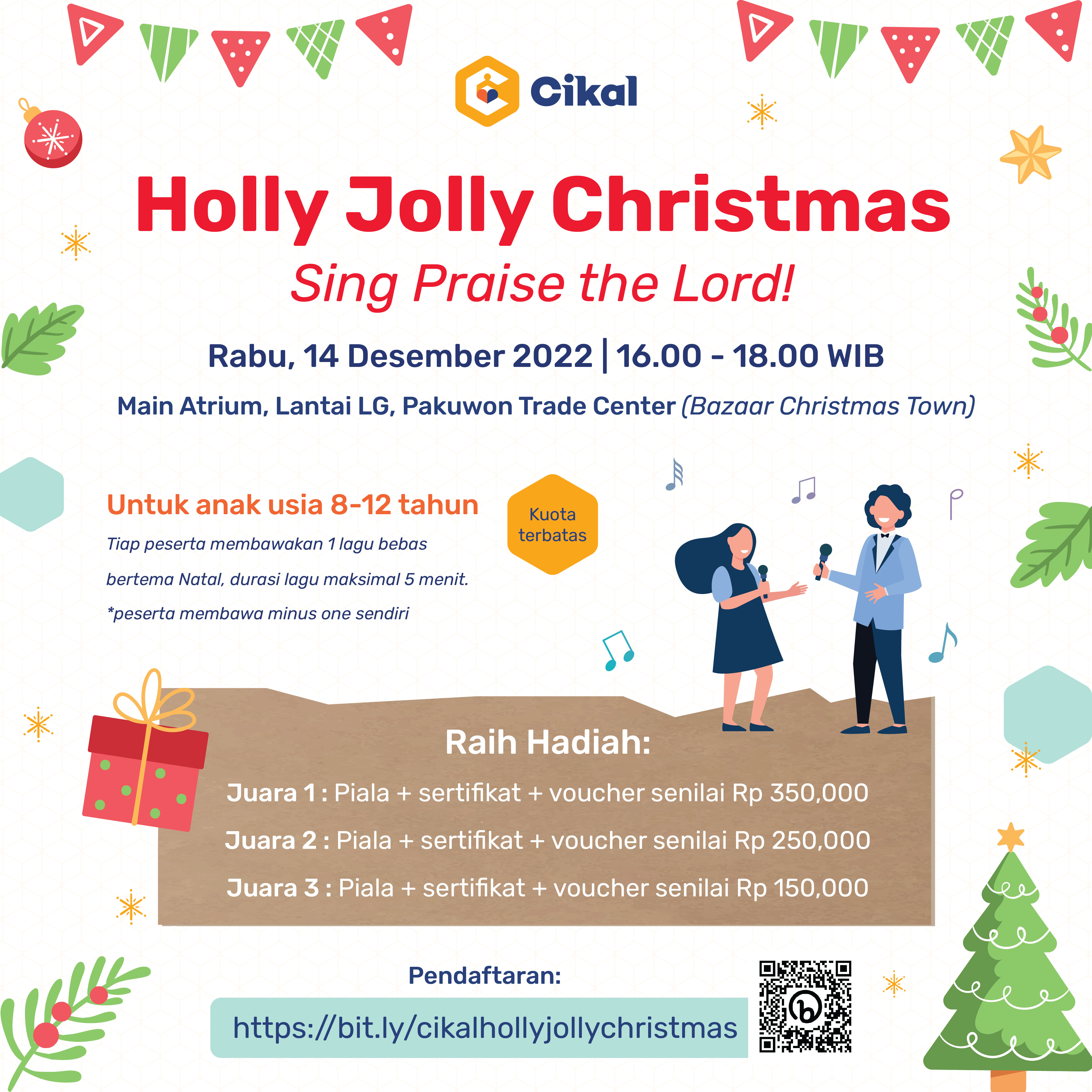 Kompetisi Menyanyi Lagu Natal Sekolah Cikal Surabaya (Terbuka Untuk Anak Usia 8-12 Tahun)