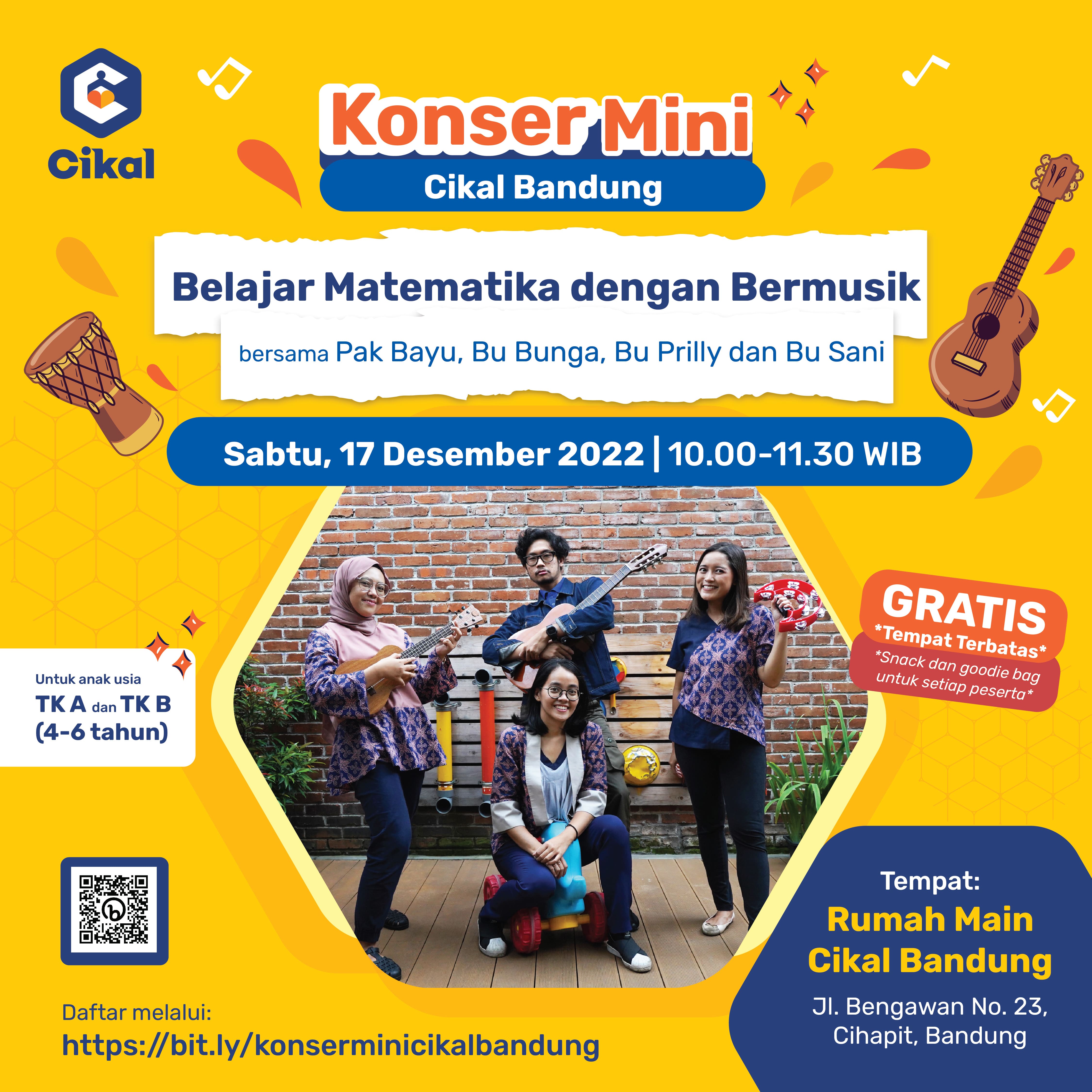  Konser Mini Cikal Bandung: Belajar Matematika dengan Bermusik (Untuk Usia 4-6 Tahun)